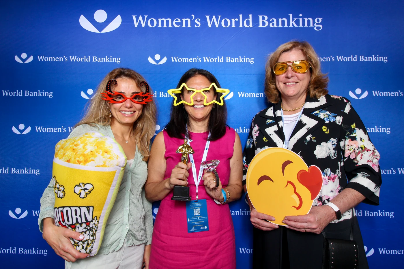 A custom printed backdrop at a Whoots event