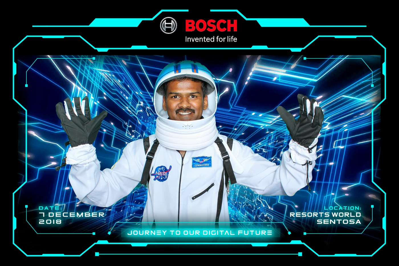 Whoots guests against a digitally added event background