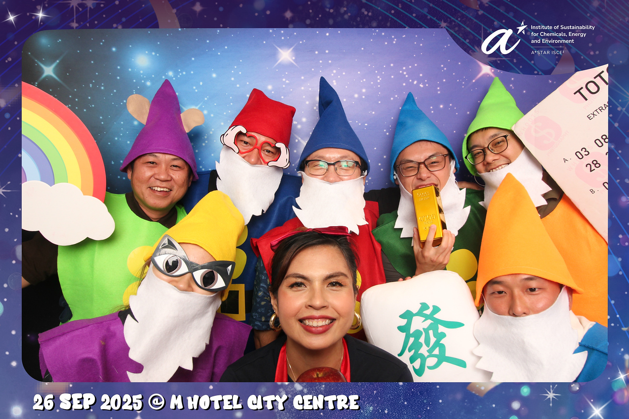 A*STAR ISCE2 guests in colourful costumes at a 2025 Whoots photo booth